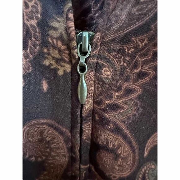 Dressbarn Paisley Mandarin Collar Zip Front Jacket - Size L - Picture 7 of 8